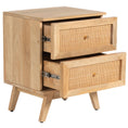 Load image into Gallery viewer, Manly  Bedside Table 2 Drawer Storage Cabinet Solid Mango Wood Rattan
