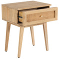 Load image into Gallery viewer, Olearia  Bedside Table 1 Drawer Storage Cabinet Solid Mango Wood Rattan Natural
