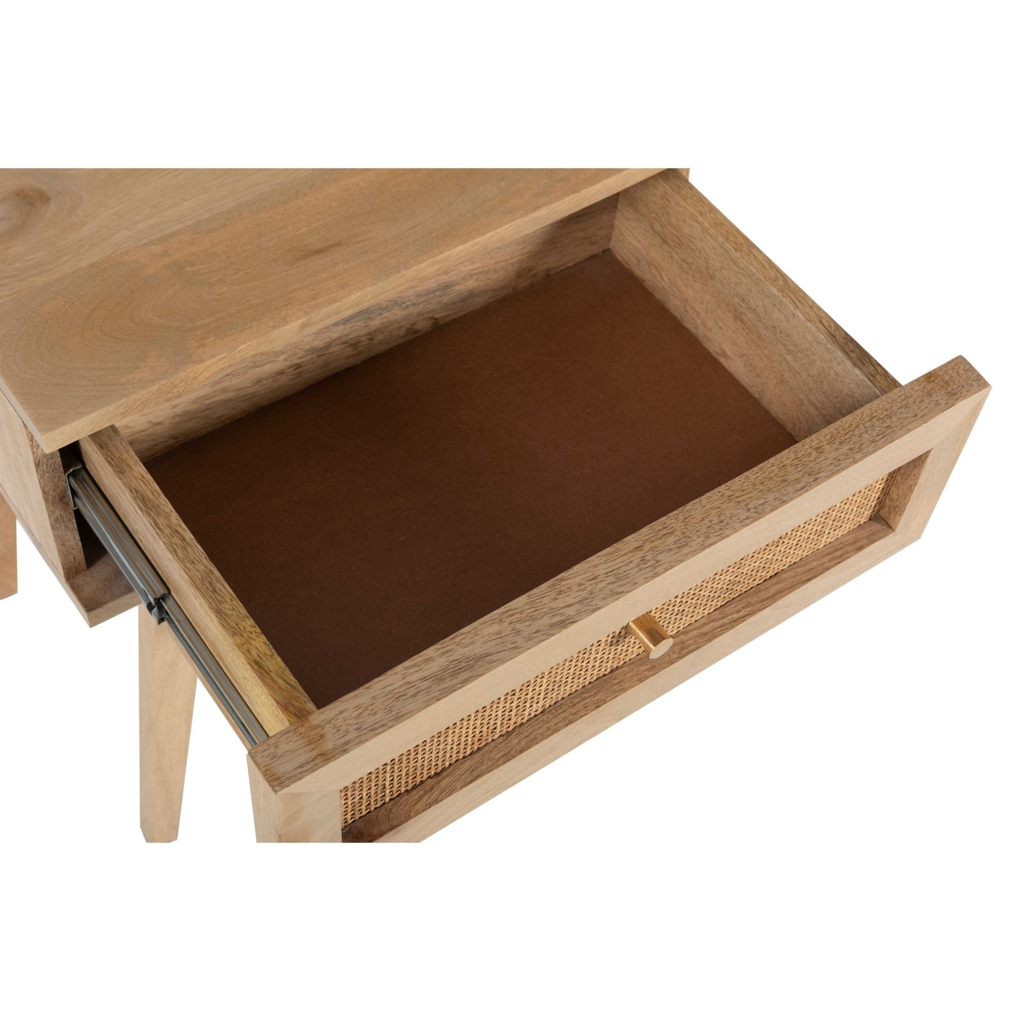 Manly  Bedside Table 1 Drawer Storage Cabinet Solid Mango Wood Rattan