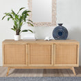 Load image into Gallery viewer, Olearia  Buffet Table 150cm 3 Door Solid Mango Wood Storage Cabinet Natural

