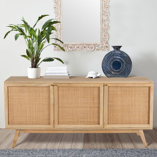 Manly  Buffet Table 150cm 3 Door Solid Mango Wood Storage Cabinet