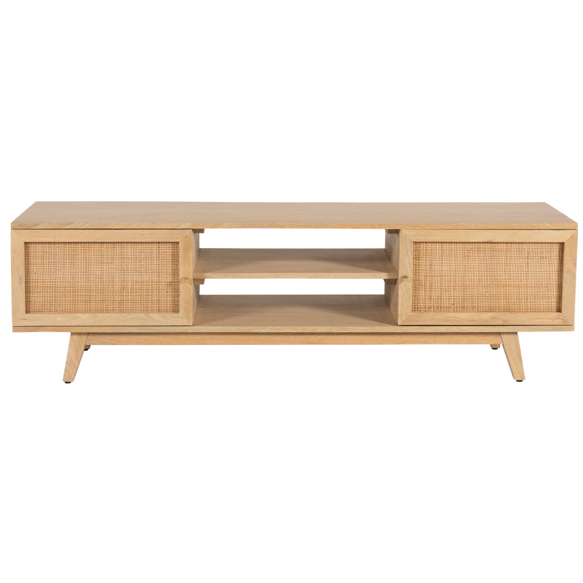 Manly  ETU Entertainment TV Unit 150cm Solid Mango Wood Rattan 2 Door
