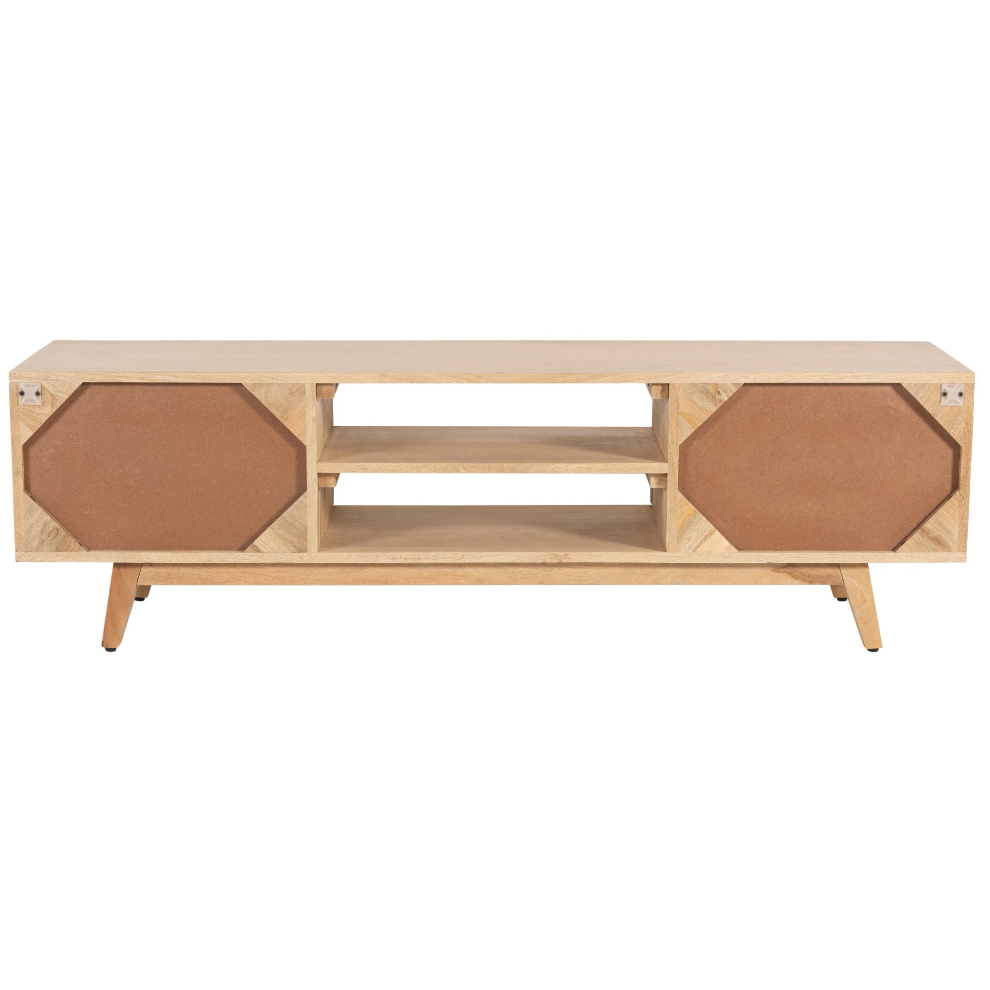 Manly  ETU Entertainment TV Unit 150cm Solid Mango Wood Rattan 2 Door