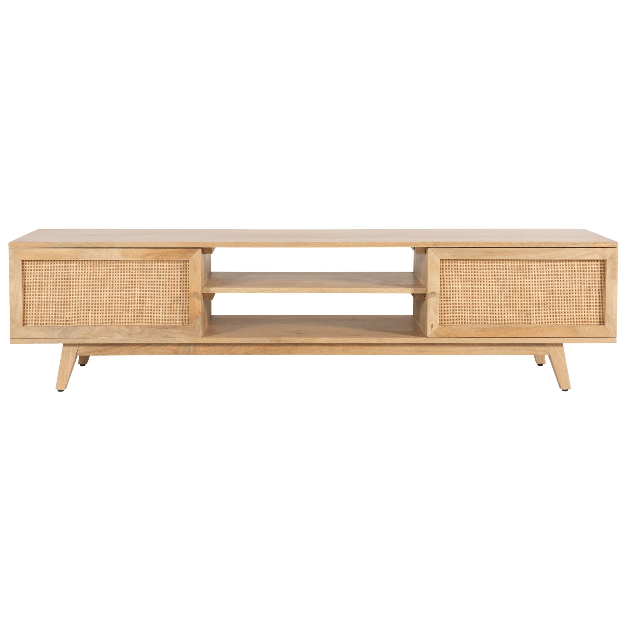 Manly  ETU Entertainment TV Unit 175cm Solid Mango Wood Rattan 2 Door
