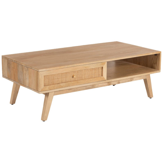 Manly  Coffee Table 120cm Solid Mango Timber Wood Rattan Furniture