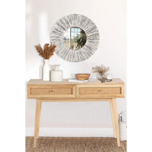 Manly  Console Table 110cm Solid Mango Timber Desk Wood Rattan Furniture