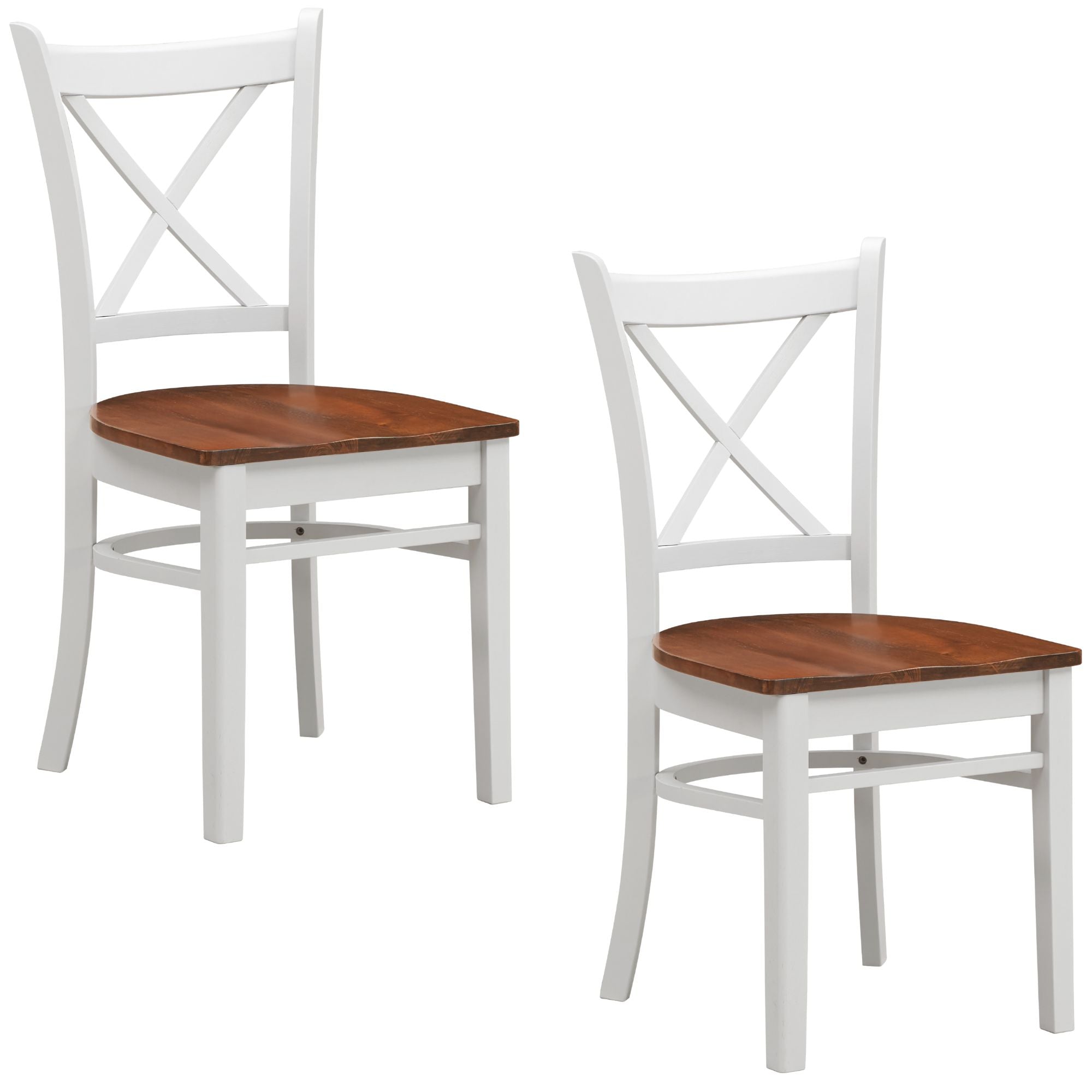 Nav Dining Chair Set of 2 Crossback Solid Rubber Wood Furniture - White Oak