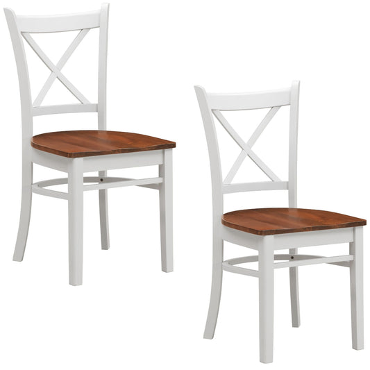 Nav Dining Chair Set of 2 Crossback Solid Rubber Wood Furniture - White Oak