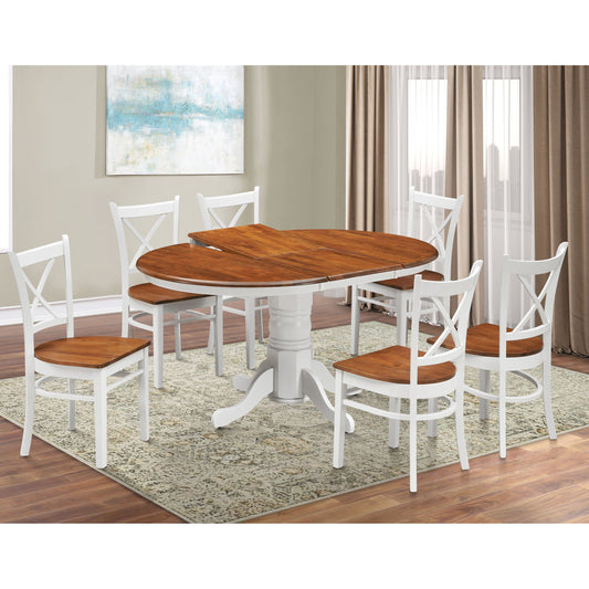 Nav Dining Chair Set of 2 Crossback Solid Rubber Wood Furniture - White Oak