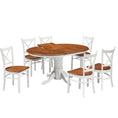 Load image into Gallery viewer, Lupin 7pc Dining Set 150cm Extendable Pedestral Table 4 Timber Chair - White Oak
