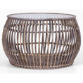 Load image into Gallery viewer, luna 70cm Glass Topped Rattan Round Coffee Table -
