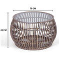 Load image into Gallery viewer, luna 70cm Glass Topped Rattan Round Coffee Table -
