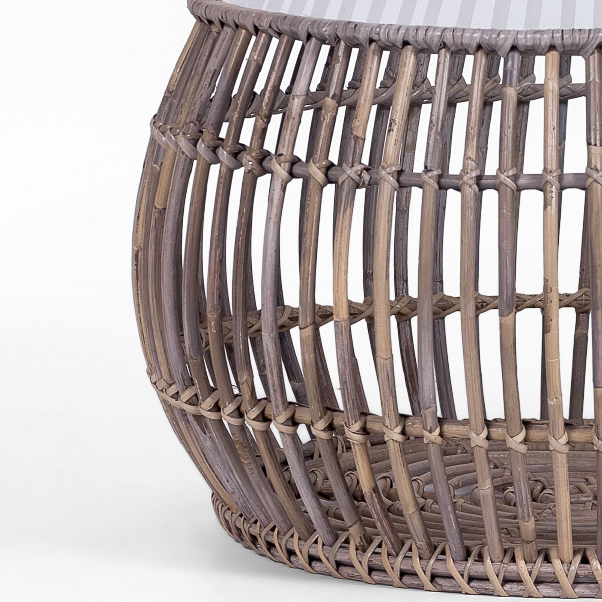 luna 70cm Glass Topped Rattan Round Coffee Table -