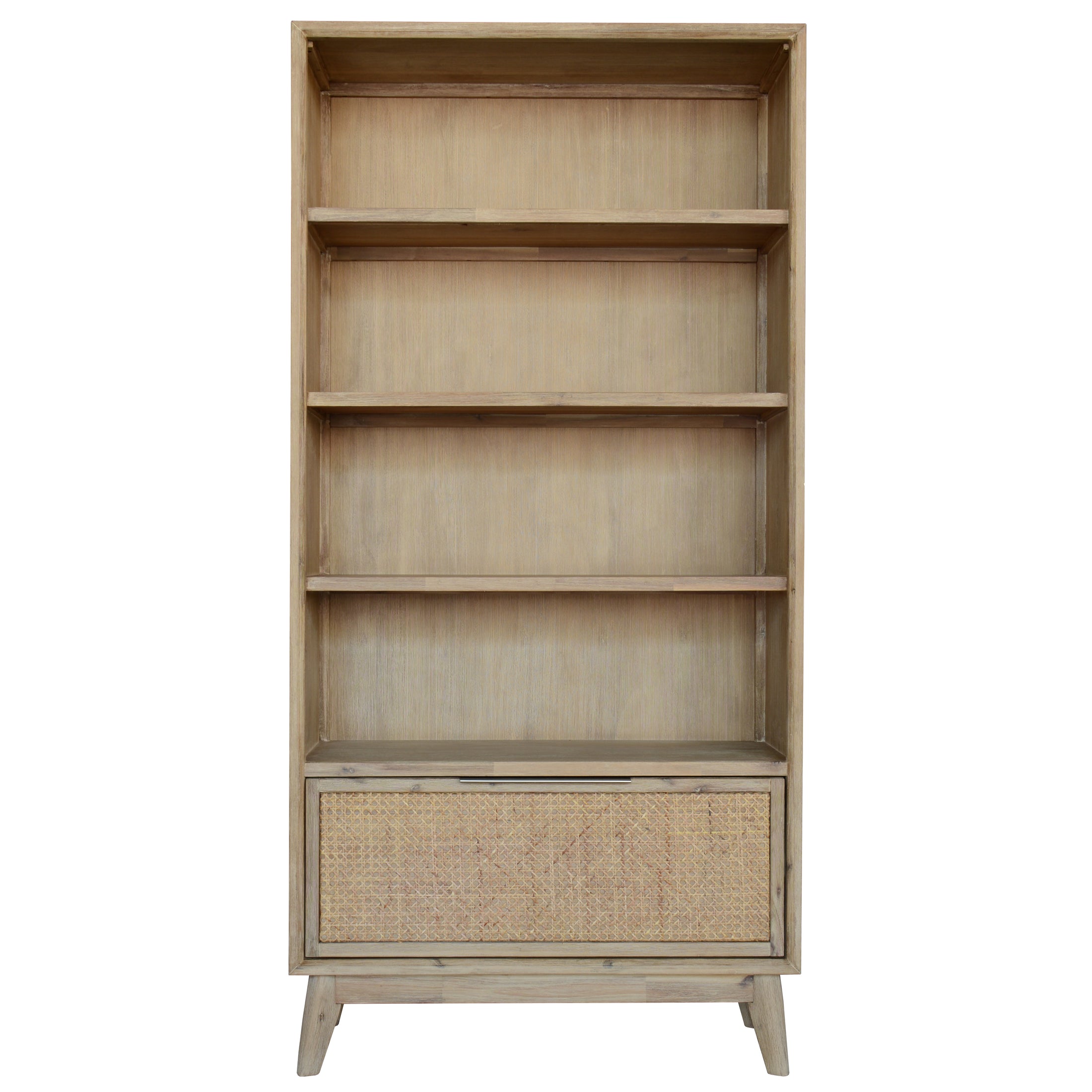 Grevillea Bookshelf Bookcase 4 Tier Drawers Solid Acacia Timber Wood - Brown