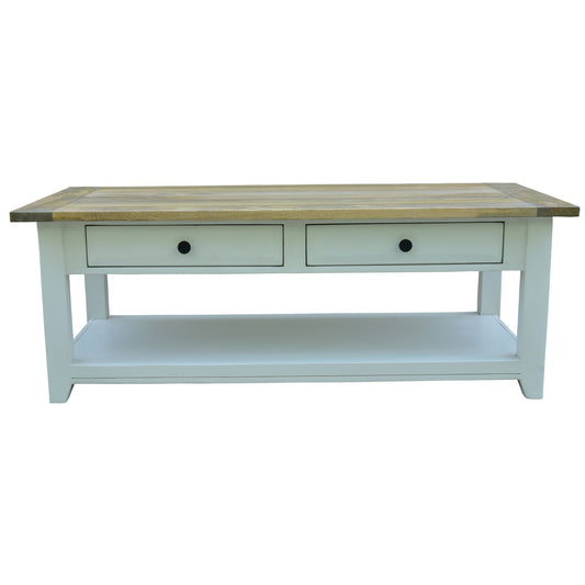 Ally Coffee Table 130cm 4 Drawers Solid Mango Wood Modern Farmhouse Furniture