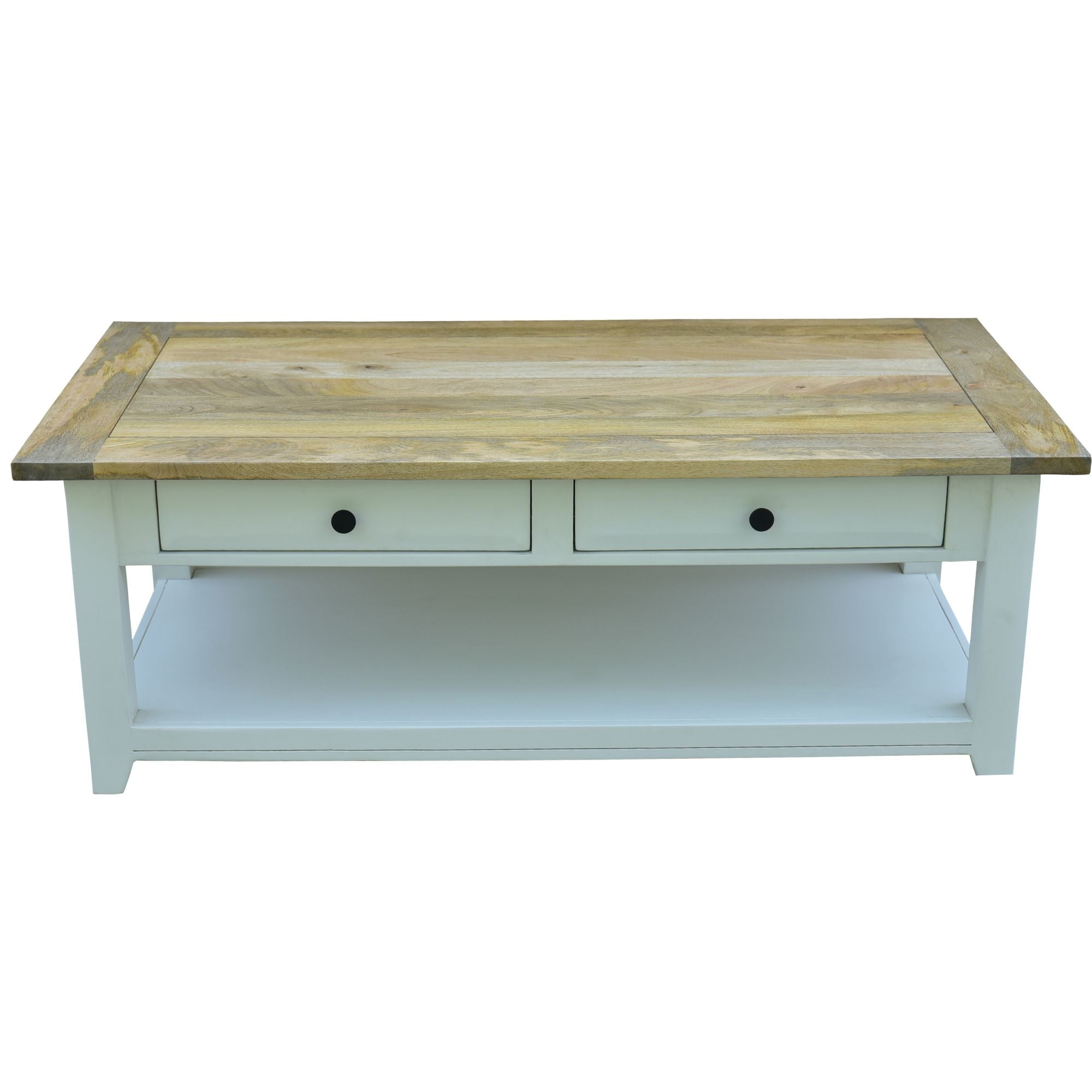 Ally Coffee Table 130cm 4 Drawers Solid Mango Wood Modern Farmhouse Furniture