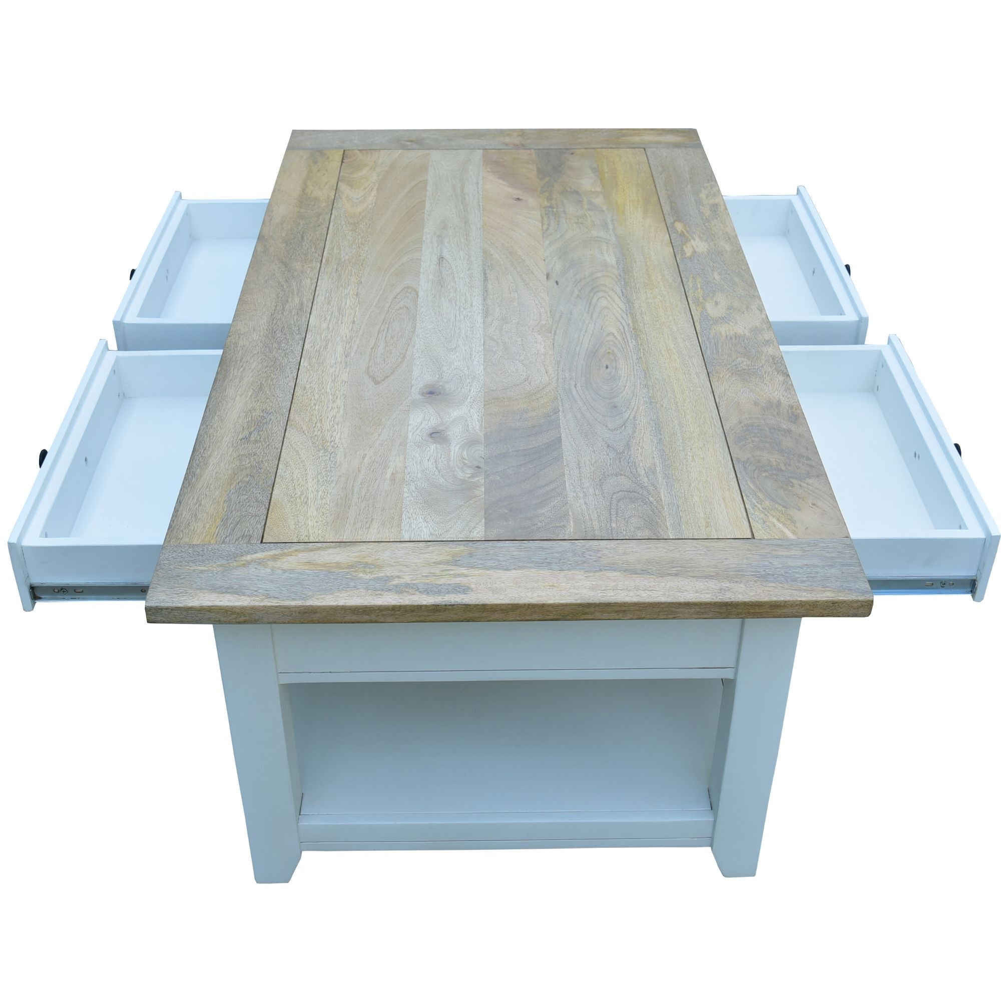 Ally Coffee Table 130cm 4 Drawers Solid Mango Wood Modern Farmhouse Furniture