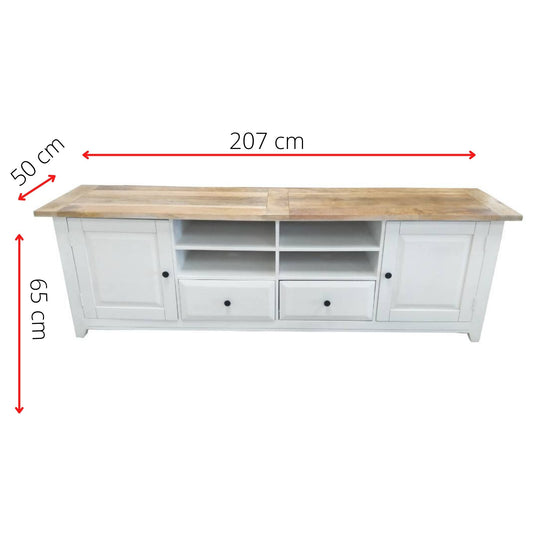 Lavasa ETU Entertainment TV Unit 207cm 2 Door Mango Wood Farmhouse Furniture