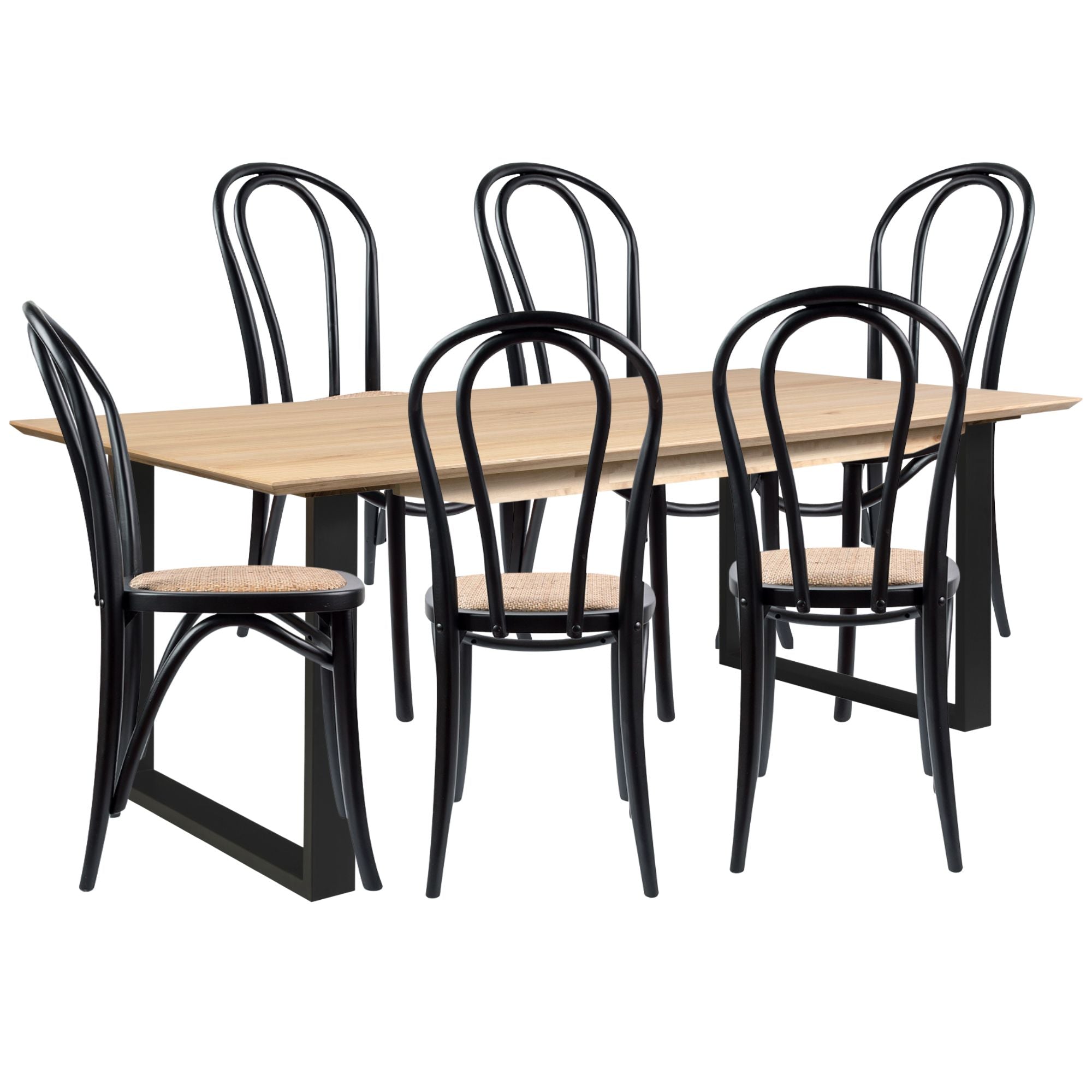 Gutto 7pc 180cm Dining Table Set 6 Arched Back Chair Solid Messmate Timber
