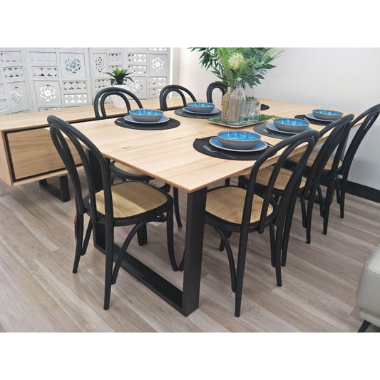Gutto 7pc 180cm Dining Table Set 6 Arched Back Chair Solid Messmate Timber