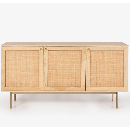 Bondi Buffet Table Sideboard 145cm 3 Door Solid Mango Wood Storage Cabinet