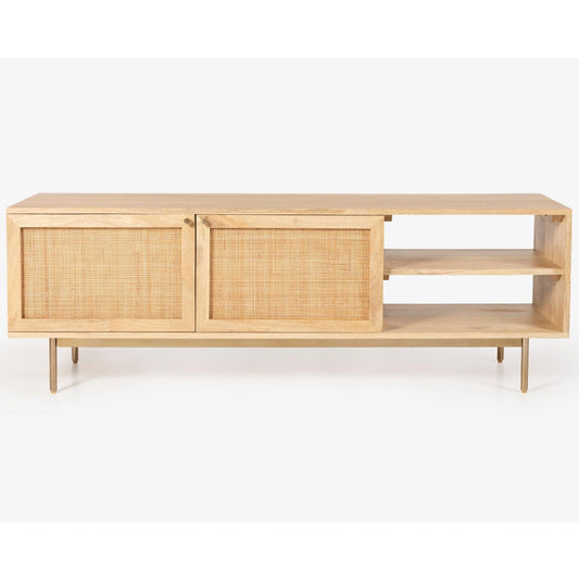 Bondi ETU Entertainment TV Unit 147cm Solid Mango Wood Rattan Furniture
