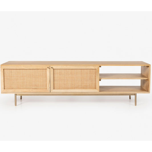 Bondi ETU Entertainment TV Unit 175cm Solid Mango Wood Rattan Furniture