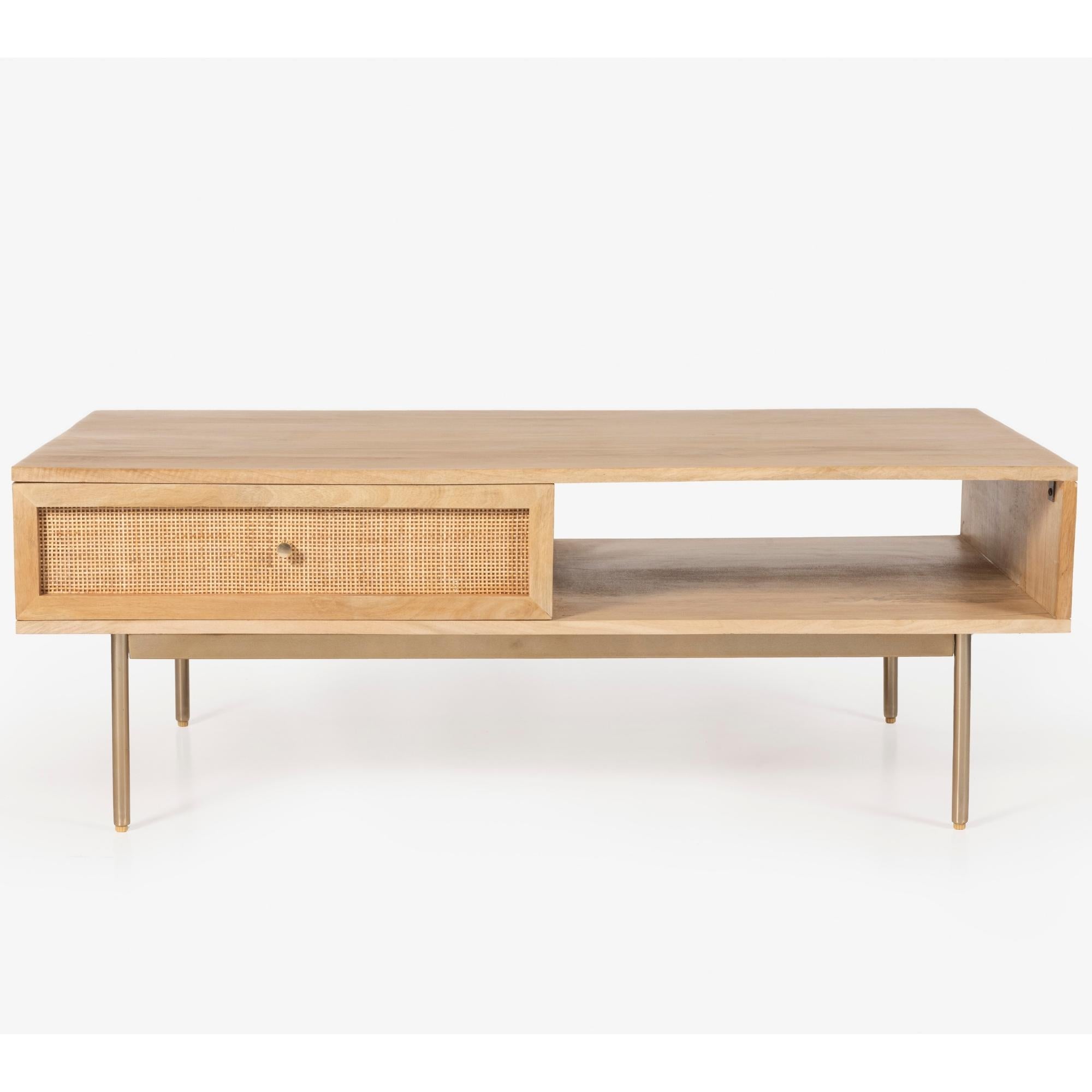 Bondi Coffee Table 115cm Solid Mango Timber Wood Rattan Furniture