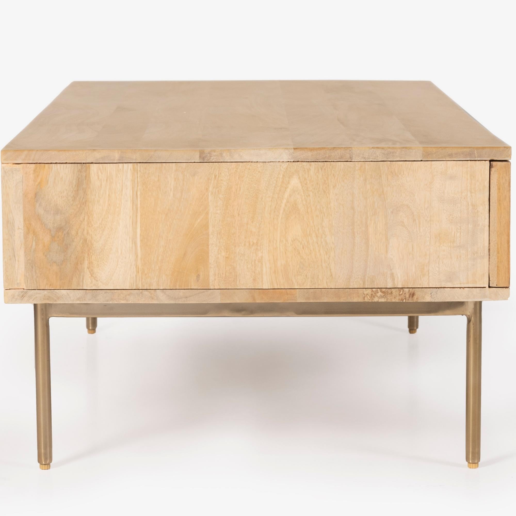 Bondi Coffee Table 115cm Solid Mango Timber Wood Rattan Furniture