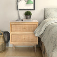 Load image into Gallery viewer, Bondi Bedside Table 2 Drawer Storage Cabinet Solid Mango Wood Rattan
