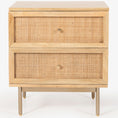 Load image into Gallery viewer, Martina Bedside Table 2 Drawer Storage Cabinet Solid Mango Wood Rattan
