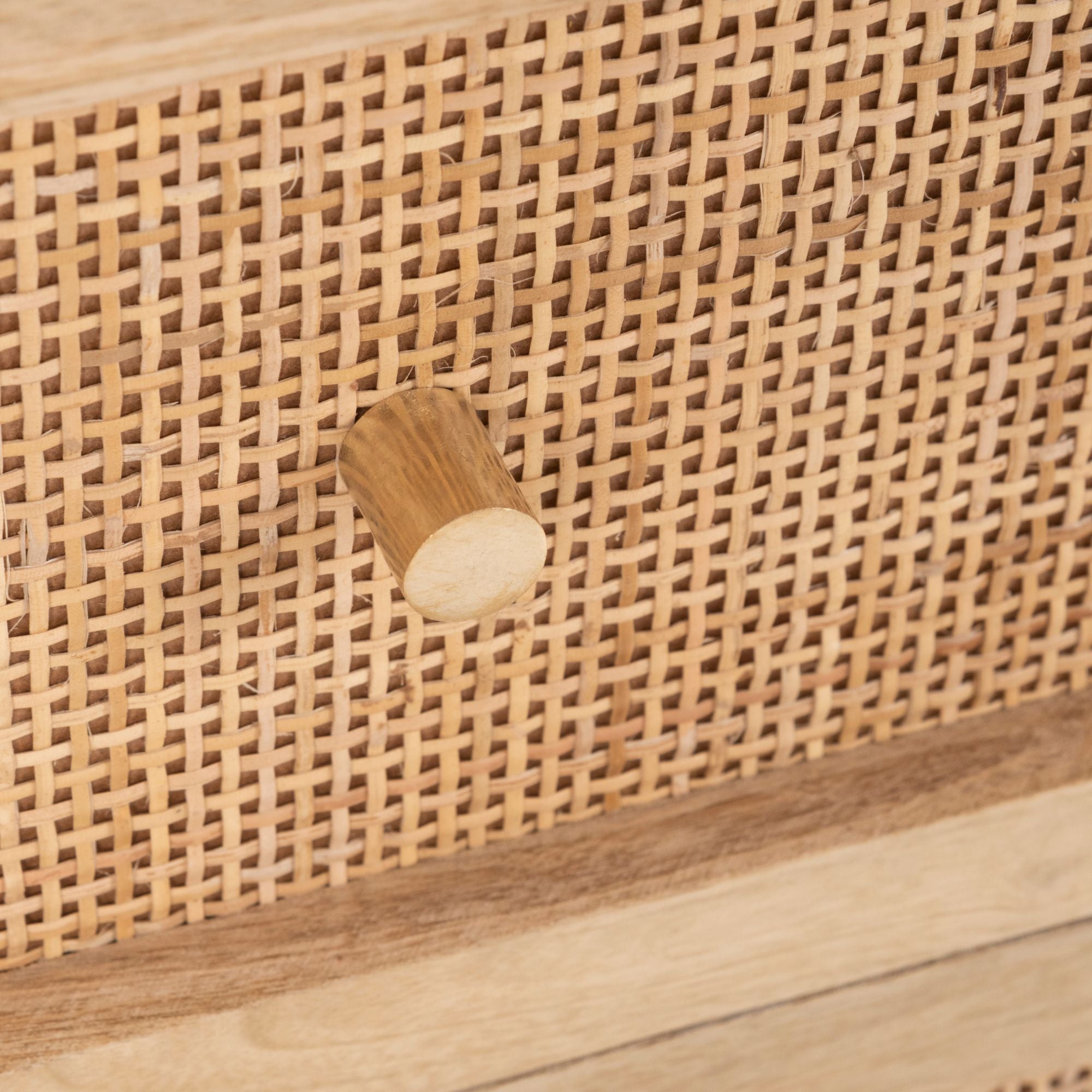 Bondi Bedside Table 2 Drawer Storage Cabinet Solid Mango Wood Rattan