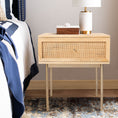 Load image into Gallery viewer, Martina Set of 2 Bedside Table 1 Drawer Storage Cabinet Solid Mango Wood Rattan
