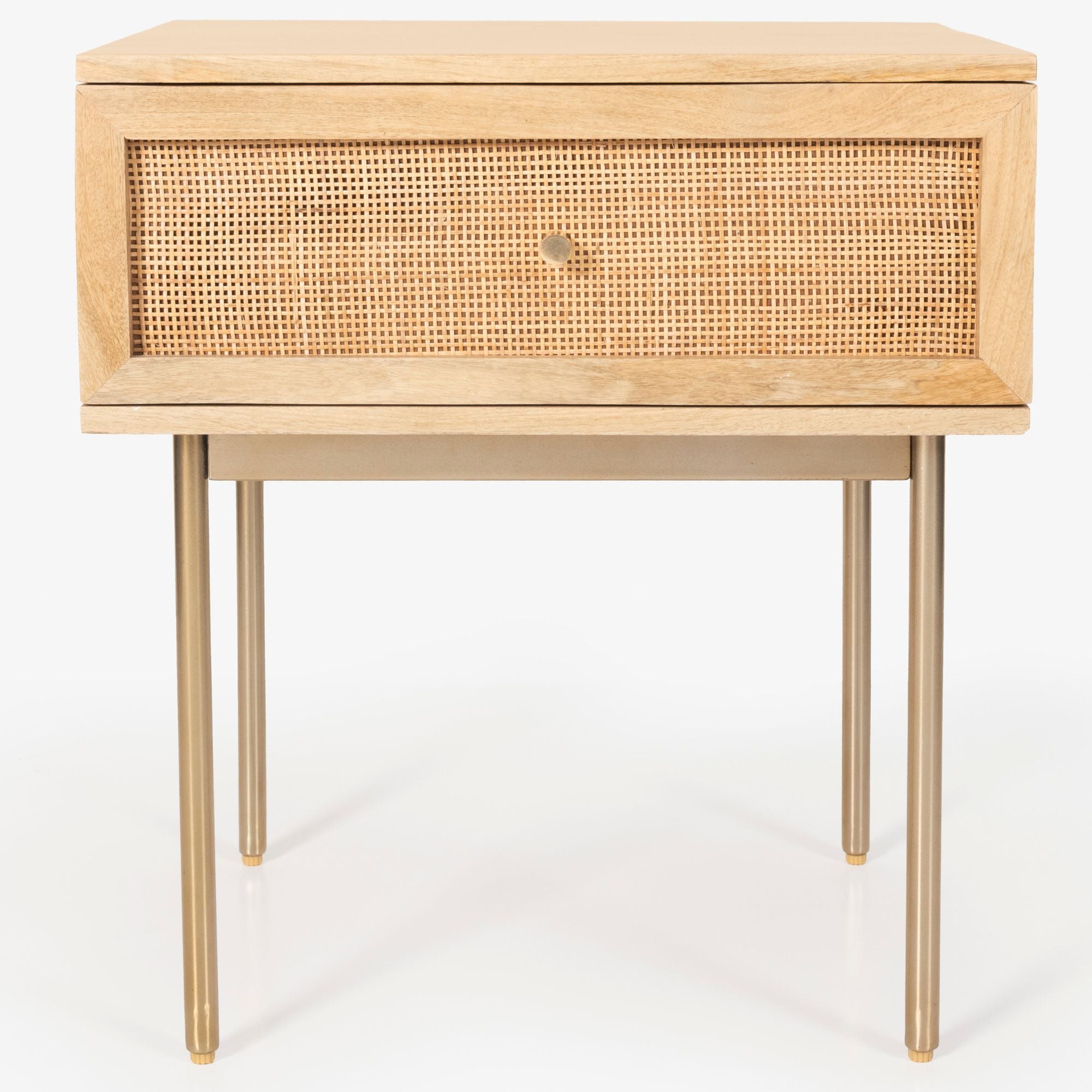 Bondi Bedside Table 1 Drawer Storage Cabinet Solid Mango Wood Rattan
