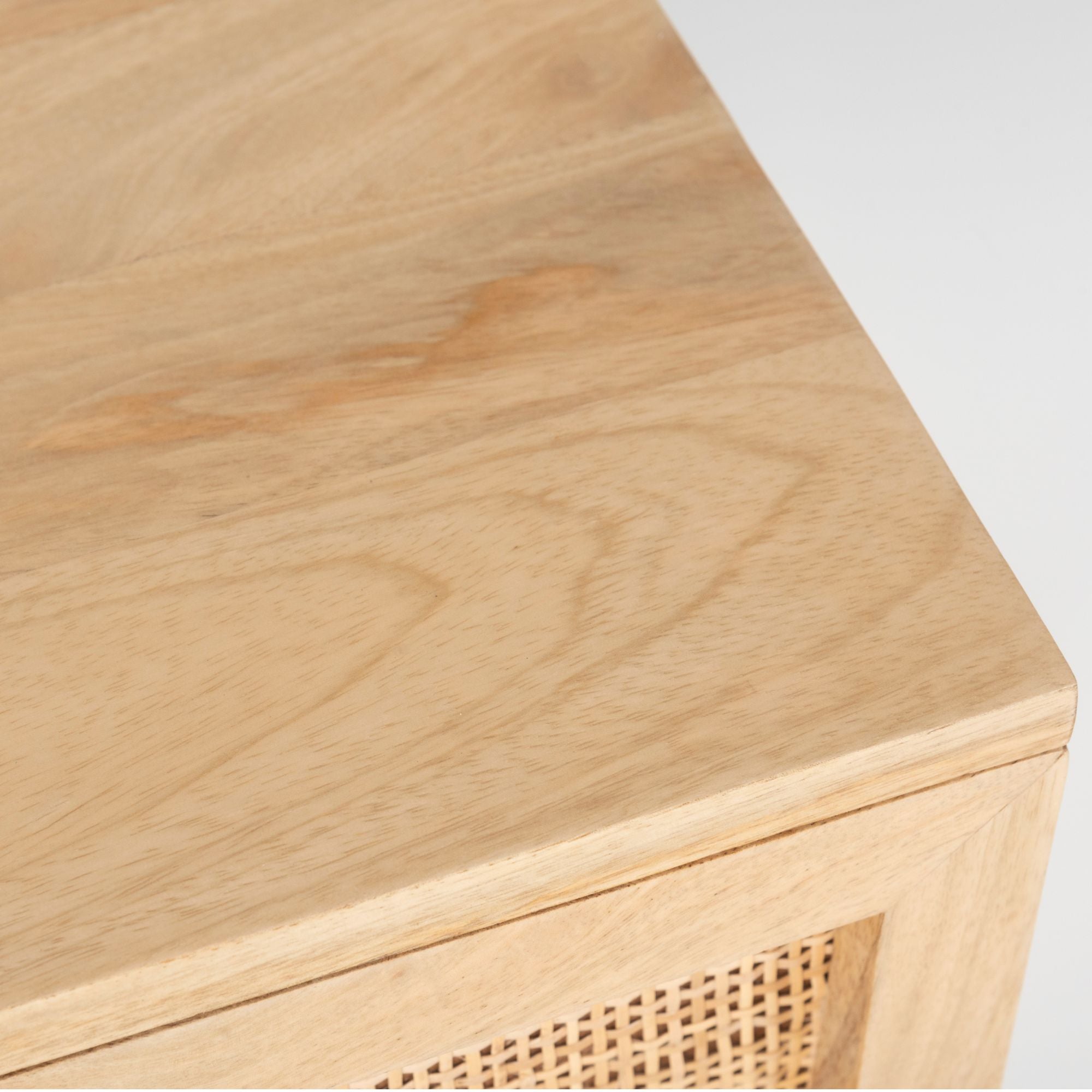 Bondi Bedside Table 1 Drawer Storage Cabinet Solid Mango Wood Rattan
