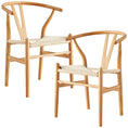 Load image into Gallery viewer, 2X Hans Wenger Wishbone Dining Chair Replica Light Natural
