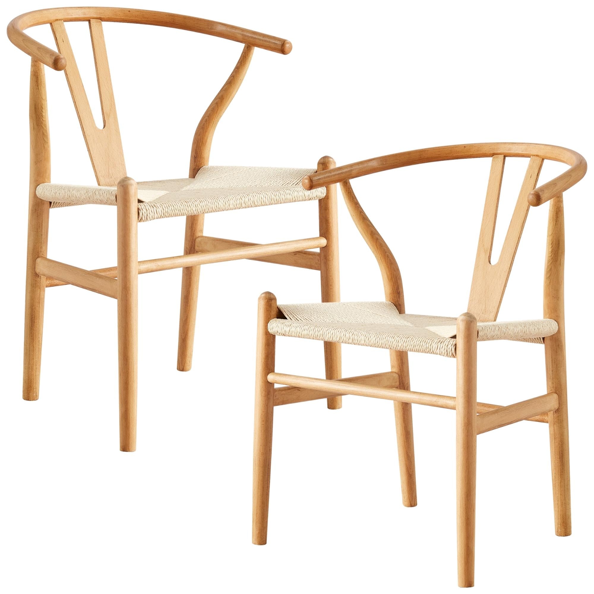 2X Hans Wenger Wishbone Dining Chair Replica Light Natural