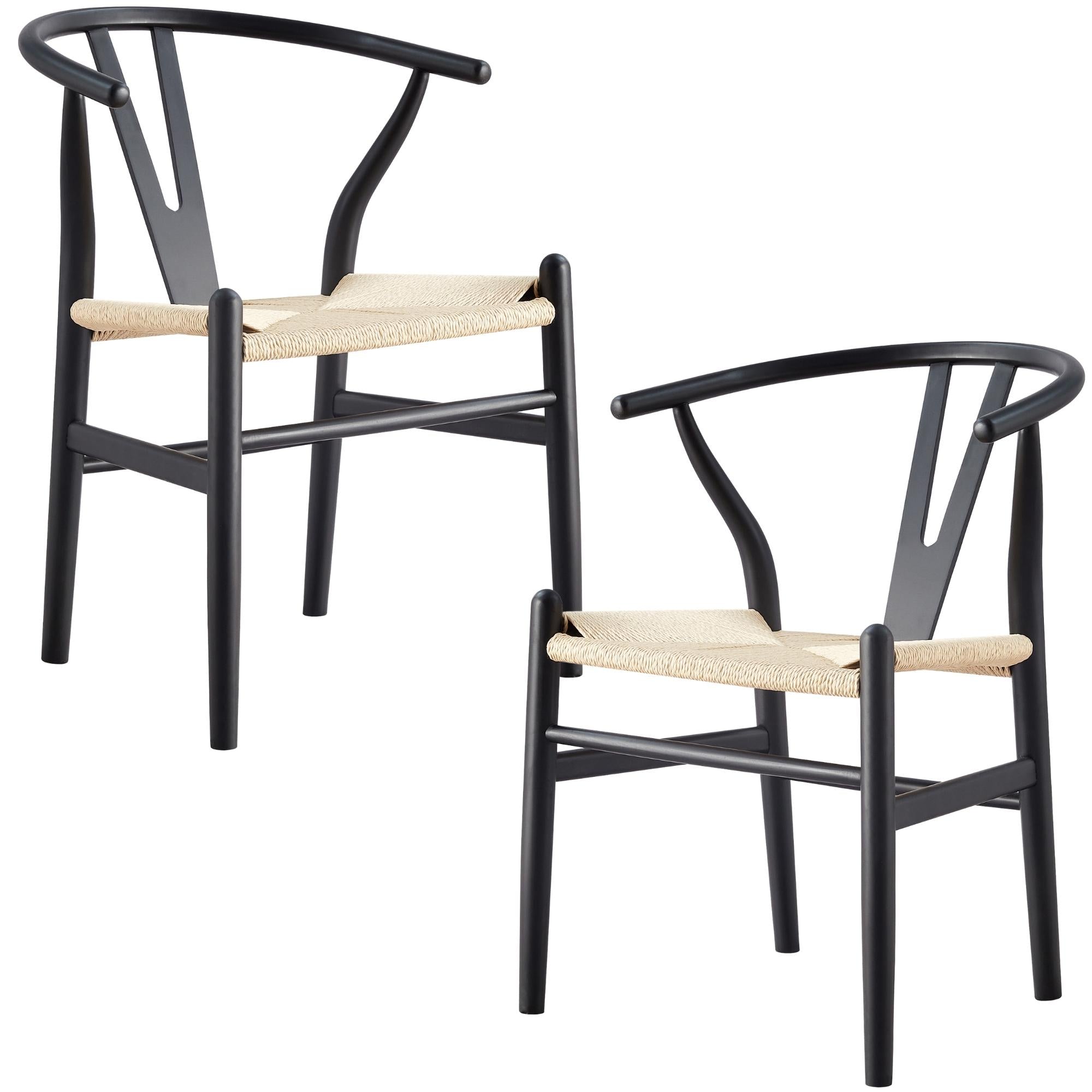 2X Hans Wenger Wishbone Dining Chair Replica Black