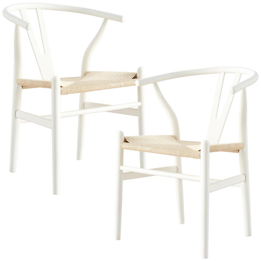 2X Hans Wenger Wishbone Dining Chair Replica Light White