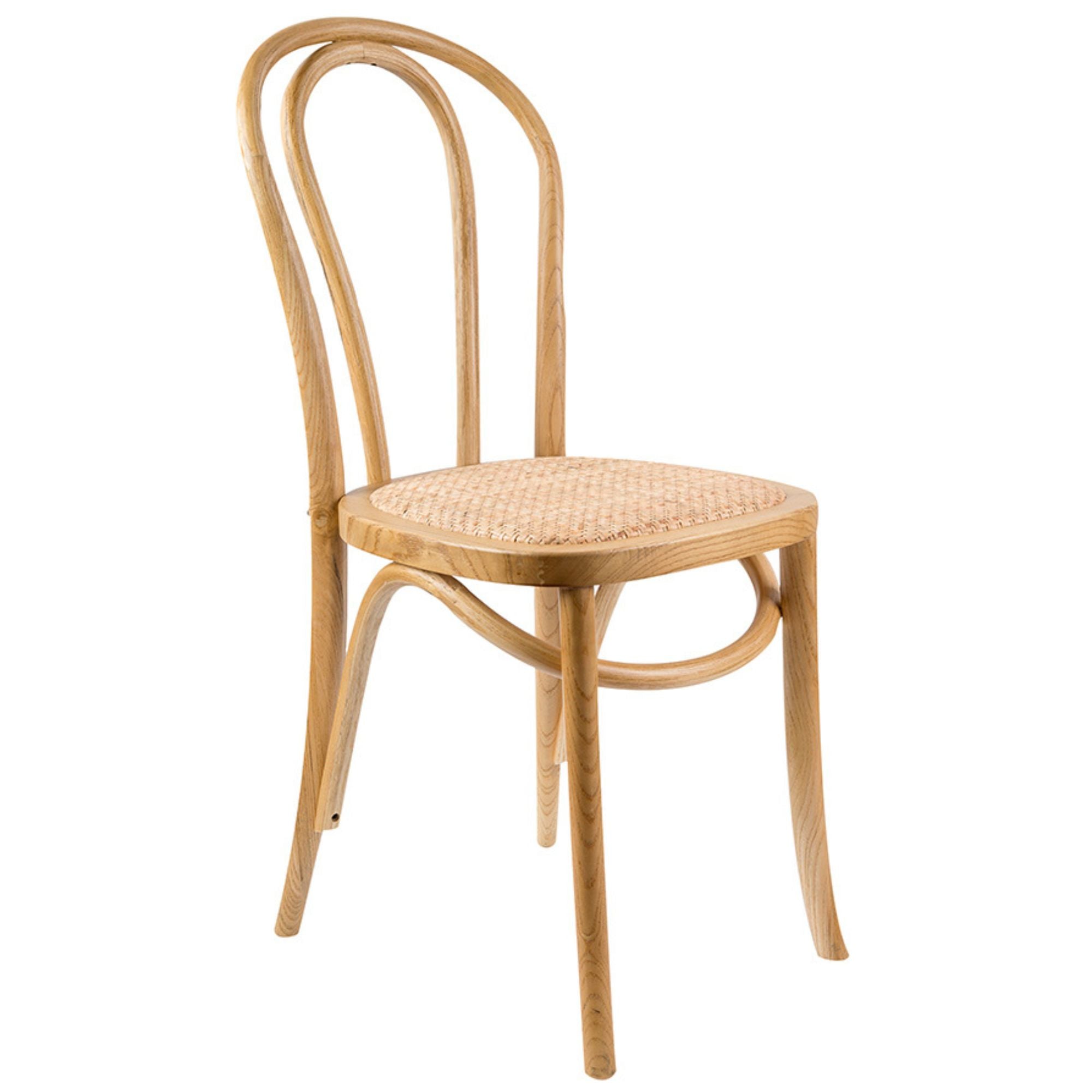 Tori Arched Back Dining Chair Set of 2 Solid Elm Timber Wood Rattan Seat - Oak