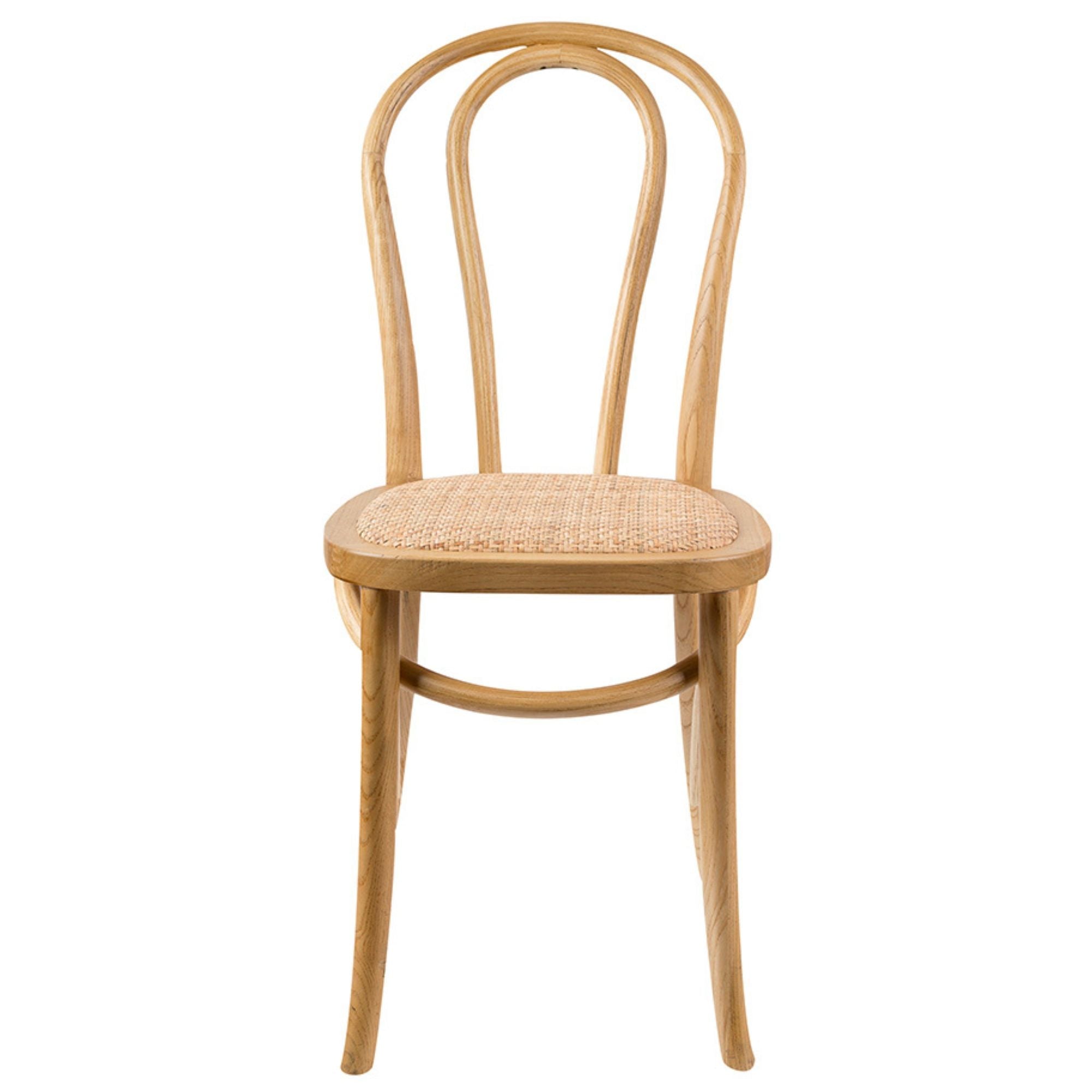 Tori Arched Back Dining Chair Set of 2 Solid Elm Timber Wood Rattan Seat - Oak