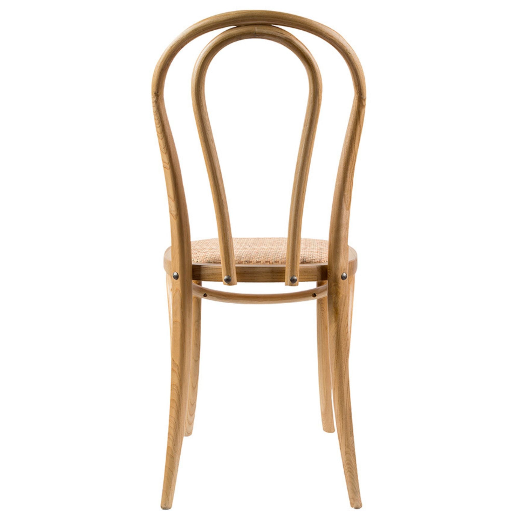 Tori Arched Back Dining Chair Set of 2 Solid Elm Timber Wood Rattan Seat - Oak