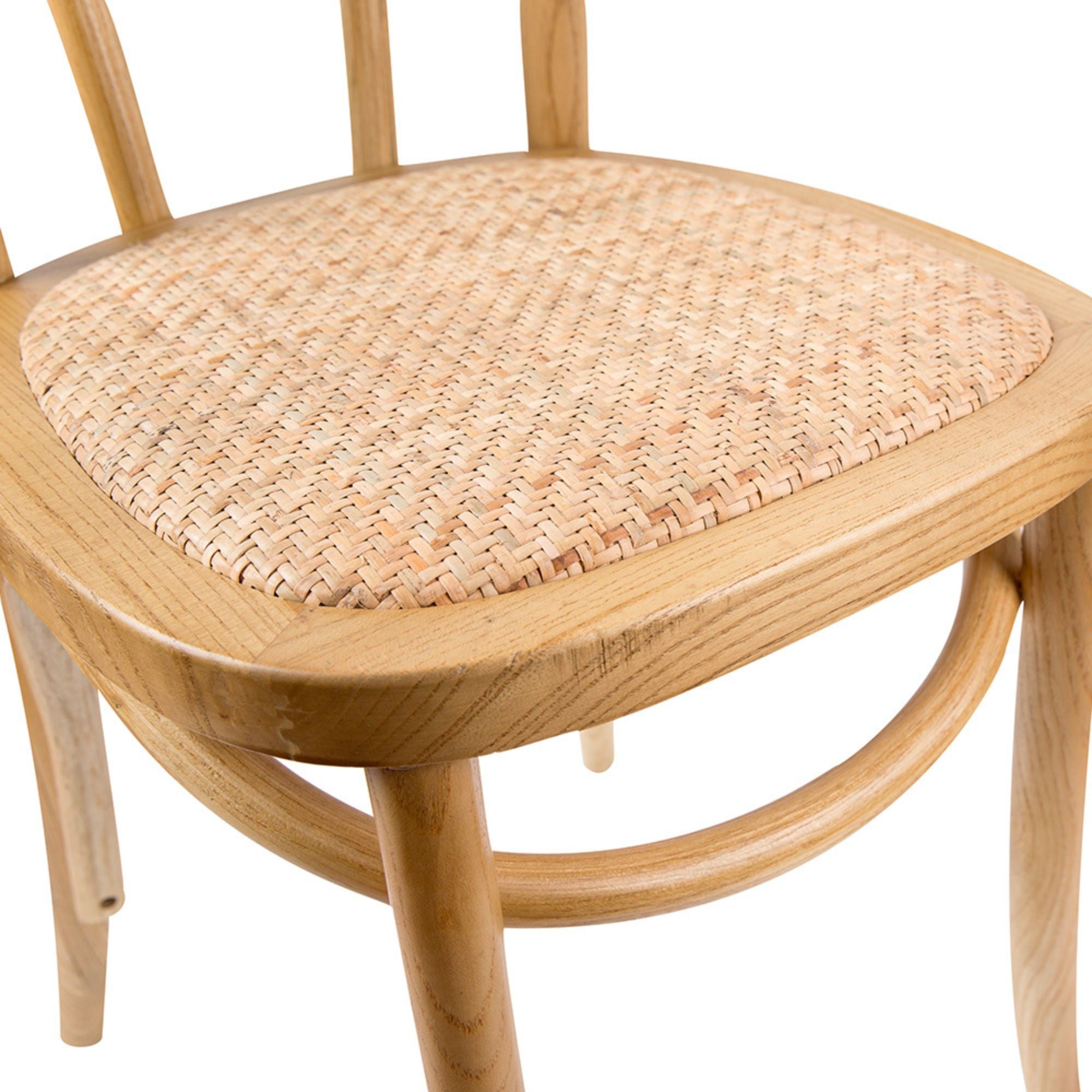 Tori Arched Back Dining Chair Set of 2 Solid Elm Timber Wood Rattan Seat - Oak