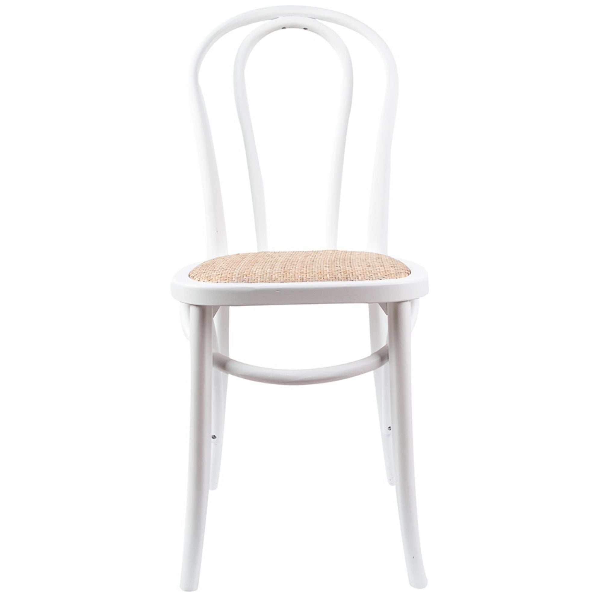 Tori Arched Back Dining Chair 2 Set Solid Elm Timber Wood Rattan Seat - White