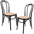 Load image into Gallery viewer, Azalea Arched Back Dining Chair 2 Set Solid Elm Timber Wood Rattan Seat - Black
