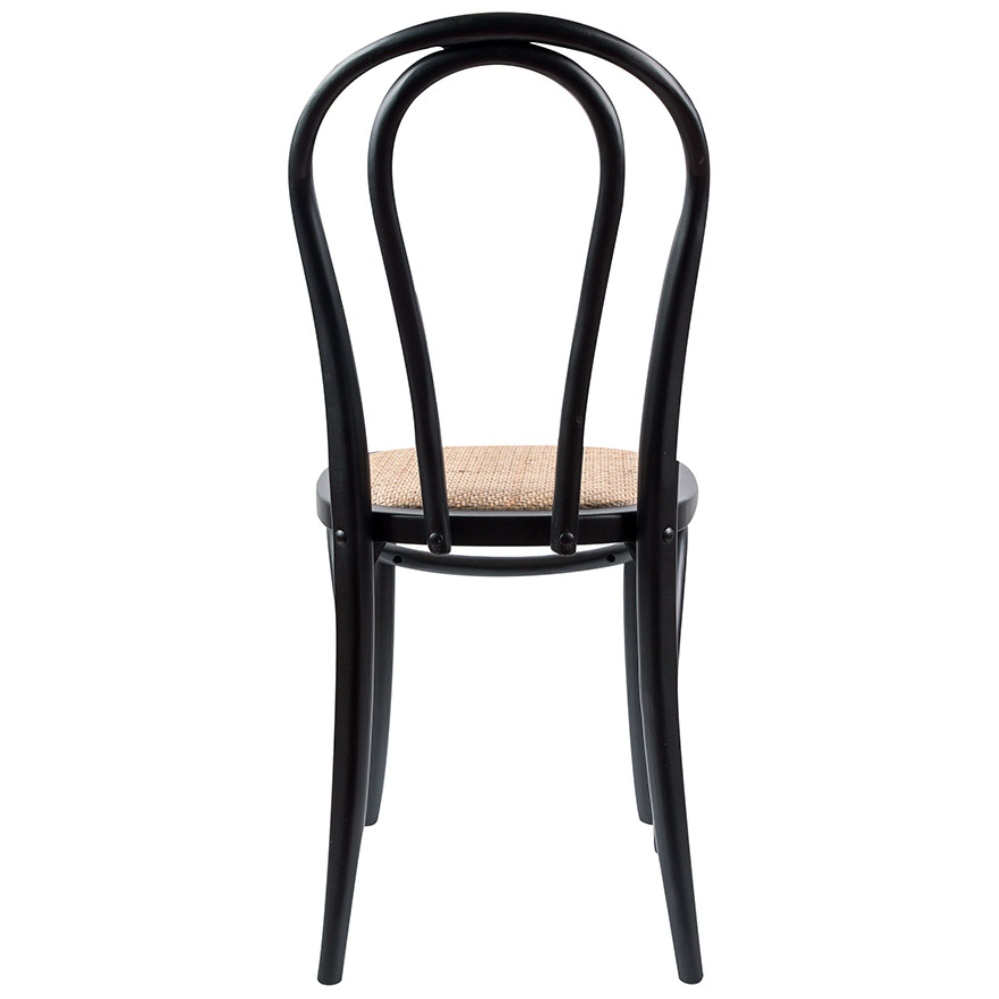 Tori Arched Back Dining Chair 2 Set Solid Elm Timber Wood Rattan Seat - Black