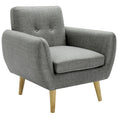 Load image into Gallery viewer, Scandinavian Seater Fabric Upholstered Sofa Armchair Lounge Bina Couch - Mid Grey

