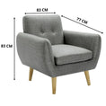 Load image into Gallery viewer, Scandinavian Seater Fabric Upholstered Sofa Armchair Lounge Dane Couch - Mid Grey
