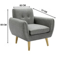 Load image into Gallery viewer, Scandinavian Seater Fabric Upholstered Sofa Armchair Lounge Bina Couch - Mid Grey

