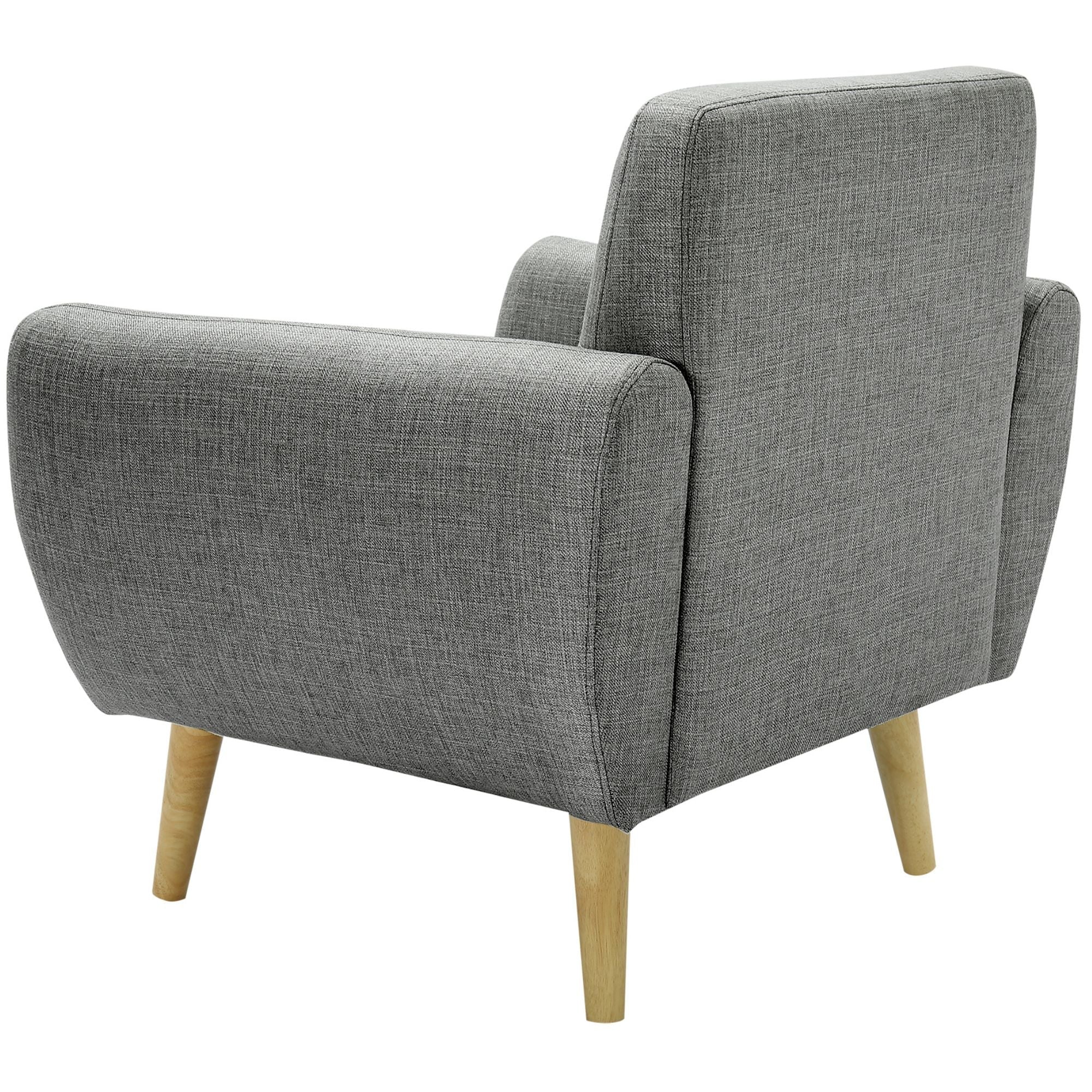 Scandinavian Seater Fabric Upholstered Sofa Armchair Lounge Bina Couch - Mid Grey